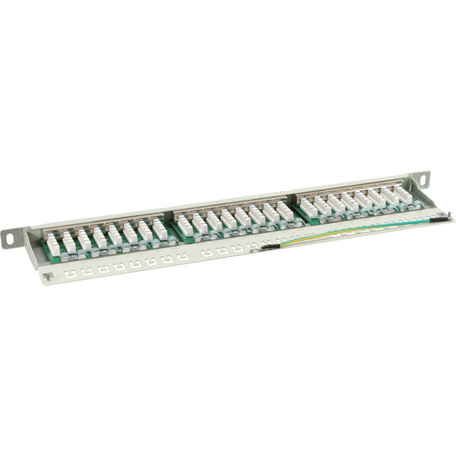 InLine® patchpaneel Cat.6, 24-voudig, 48,26cm (19"), 0,5U, lichtgrijs, RAL7035