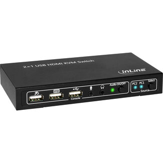 InLine InLine® 2-Poorts Desktop KVM Switch, HDMI 4K2K, USB 2.0 hub, met audio
