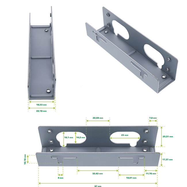 InLine® HDD-montagerails voor harde schijven van 8,89 cm (3,5")