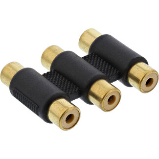 InLine InLine® Audio/video adapter, 3x Cinch female naar 3x Cinch female, verguld