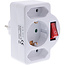InLine® wandcontactdoosadapter, SK stekker naar 2xEuro+1x SK, met schakelaar