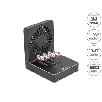 DeLOCK Delock USB 20 Gbps M.2 Docking Station for 4 x M.2 NVMe PCIe SSD with Clone and Erase Function