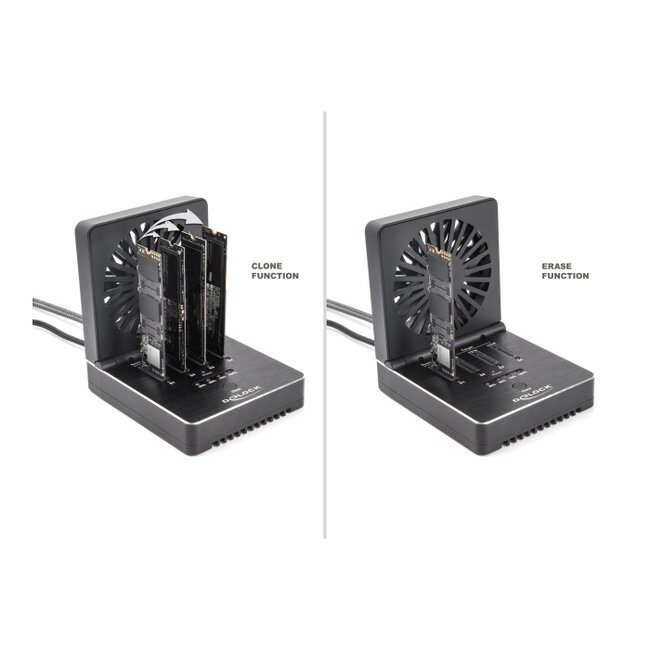 Delock USB 20 Gbps M.2 Docking Station for 4 x M.2 NVMe PCIe SSD with Clone and Erase Function