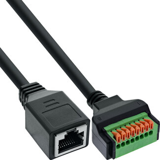 InLine InLine® RJ45 contactdoos naar indrukklem, 8-pins, Cat.5e, 15cm kabel