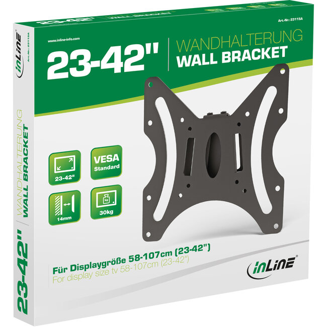 InLine® muurbeugel voor flatscreens, 58-107cm (23-42"), max. 30kg