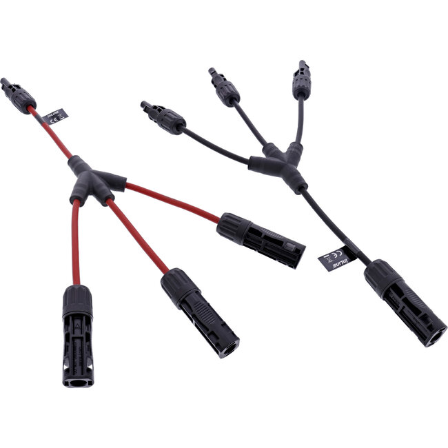 InLine® Solar kabel 3-weg verdelerset zwart/rood 0,36m