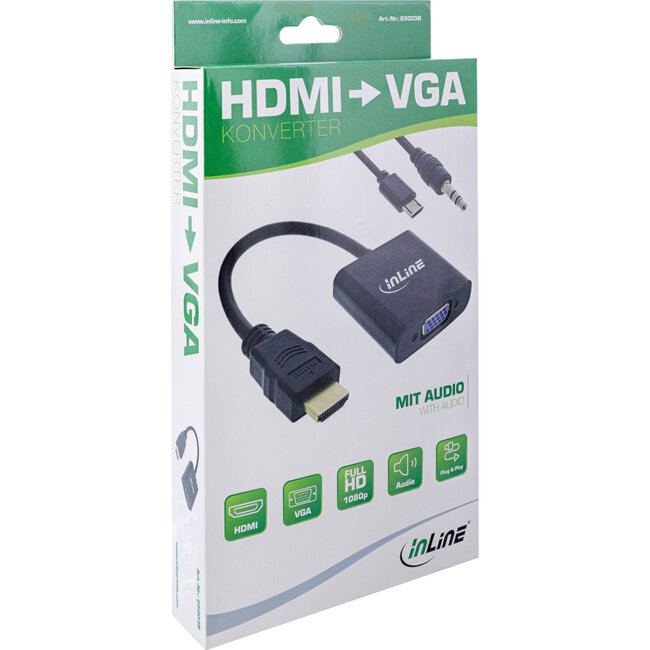 InLine® Converter kabel HDMI naar VGA, met audio