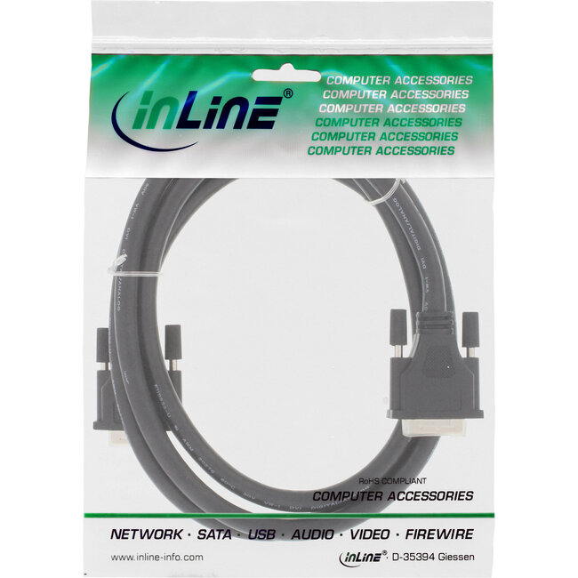 InLine® DVI-I kabel, 24+5 male / male, dual link, zonder ferrieten, 1,8m
