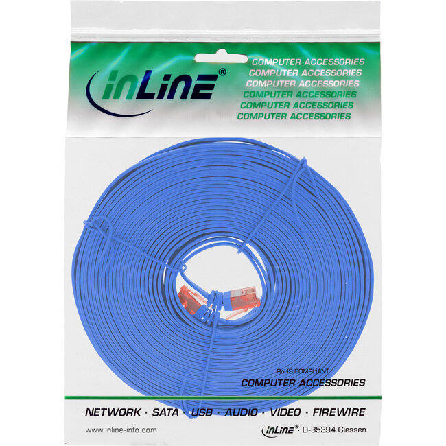 InLine® Patchkabel plat, U/UTP, Cat.6, blauw, 10m