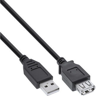 InLine InLine® USB 2.0-verlengkabel, stekker/contactdoos, type A, zwart, 2m
