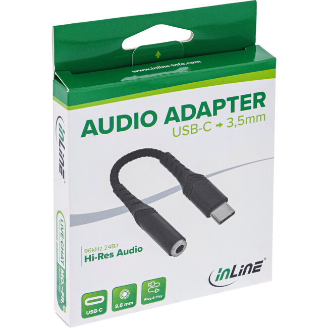 InLine® USB-C audio-adapter naar 3,5 mm aansluiting, DAC, 15 cm