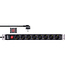 InLine® 19" contactdoos, 8-voudig aardingscontact, met schakelaar, 2m, zwart