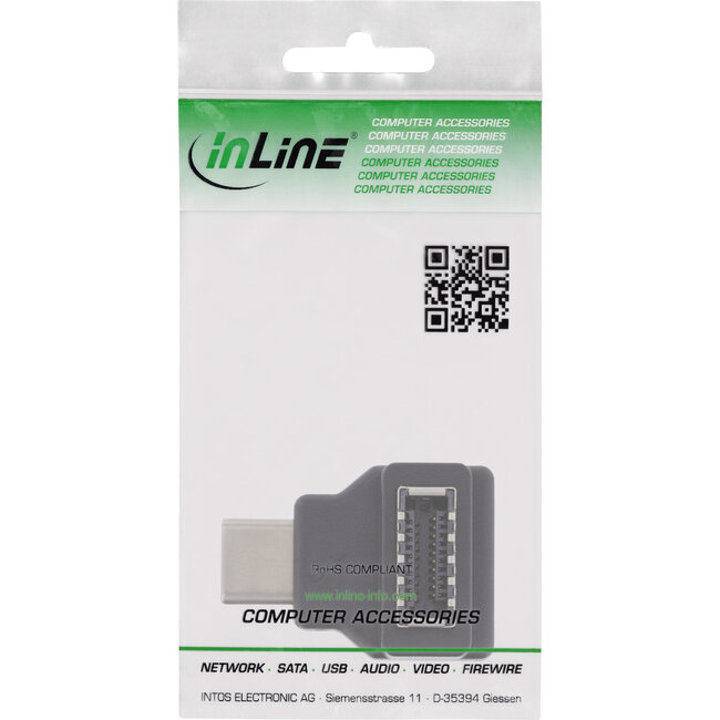 InLine® USB 3.2 adapter, USB-C male naar interne USB-E female op voorpaneel