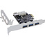 InLine® PCIe-kaart, 3x+1x USB 3.2 Gen.1, PCIe, Molex-compatibele 4-pins