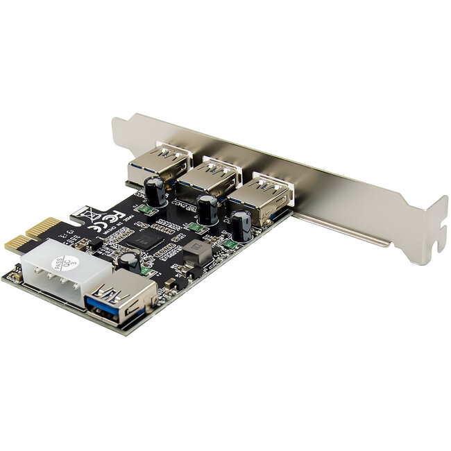 InLine® PCIe-kaart, 3x+1x USB 3.2 Gen.1, PCIe, Molex-compatibele 4-pins