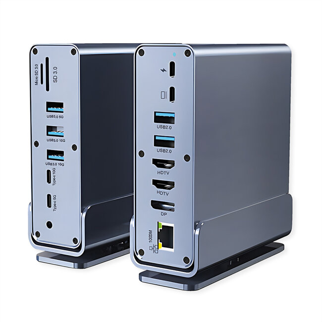 VALUE USB Typ C Docking Station 16in1, 2x HDMI 4K60, 1x DP 4K60, 1x Gigabit Ethernet, 5x USB A, 2x USB C, 1x Typ C PD, 1x SD/microSD, 1x Audio