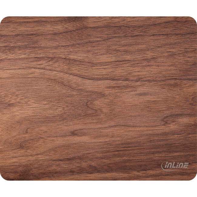 InLine® WoodPad, echt houten muismat, 240x200mm, walnoot