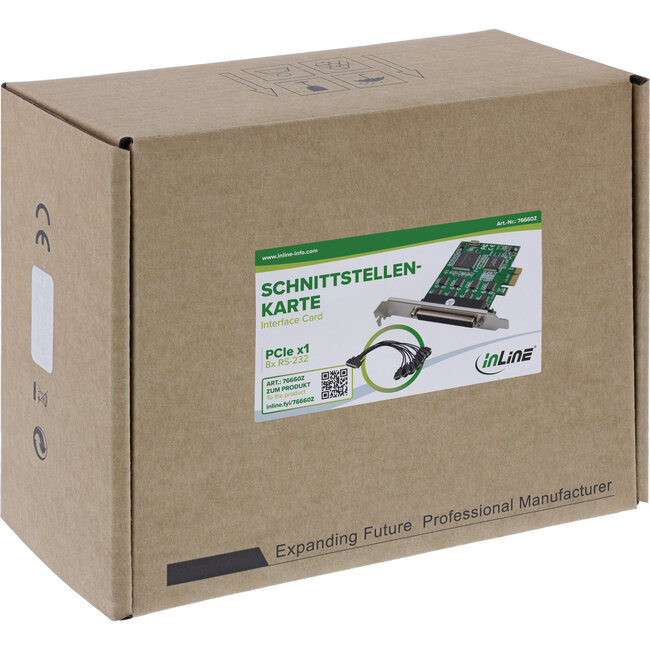 InLine® Interfacekaart, PCIe x1 naar 8x RS-232, D-Sub 9 connector
