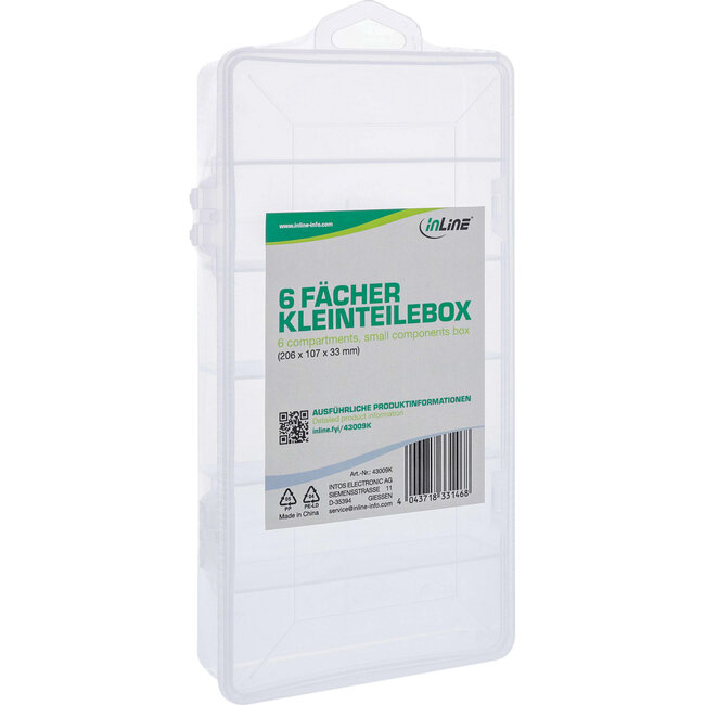 InLine® Kleine onderdelenbak, 6 compartimenten, afmetingen: 206x107x33mm
