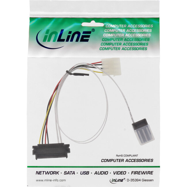 InLine® SAS verbindingskabel, SFF-8087/SFF-8482+power, enkele SAS HDD , 0,75m