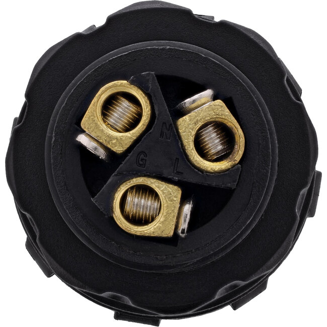InLine® Voedingskabel koppelaar, IP68, 3-polig, stekker/contactdoos, M20, zwart