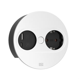 Bachmann BACHMANN TWIST2 1xCEE7/3 1xUSB A/C 22W Rund weiss, 0,2m Mit ISV-Stecker