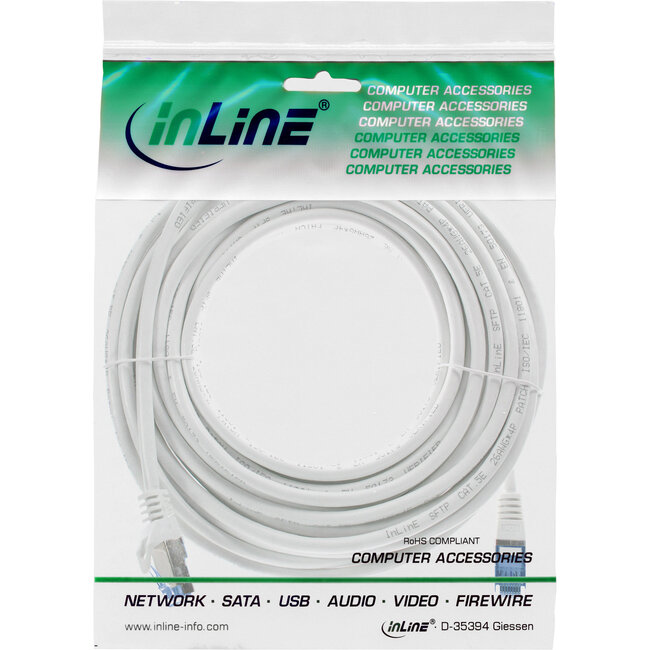 InLine® patchkabel, Cat.6A, S/FTP, TPE (LSZH), CCA, wit, 5m