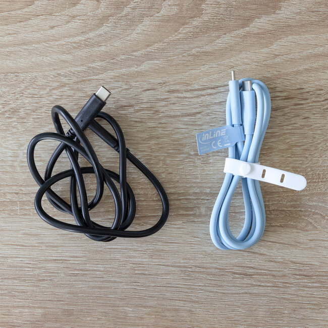 InLine® USB 2.0-kabel, USB-C-snelladingskabel 100 W, ijsbonbon/blauw 0,5m