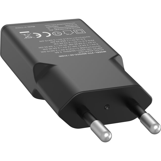 InLine® USB-C lader, 30 W, GaN,  Dual USB-C, PD/PPS, Black Cookie/zwart