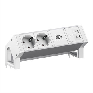 Bachmann BACHMANN DESK2 ALU WHITE 2xCEE7/3, 1xUSB C/C 45W L=0,2m RAL9010