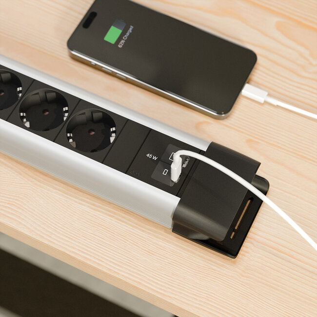 BACHMANN CONNECTUS 6xCEE7/3 1xSchalter, 1xUSB C/C 45W L=2,0m CEE7/7 Grau