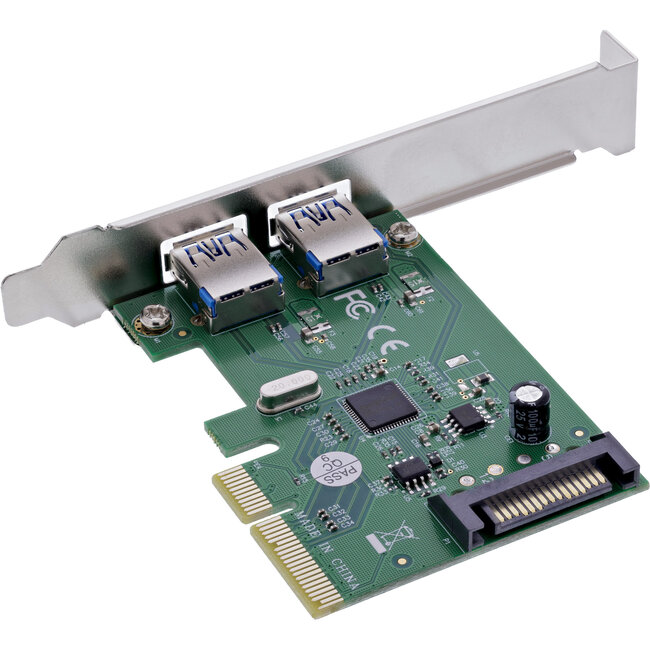 InLine® interfacekaart, 2x USB-A 3.2 Gen. 2 (10 Gb/s), PCIe x4, SATA