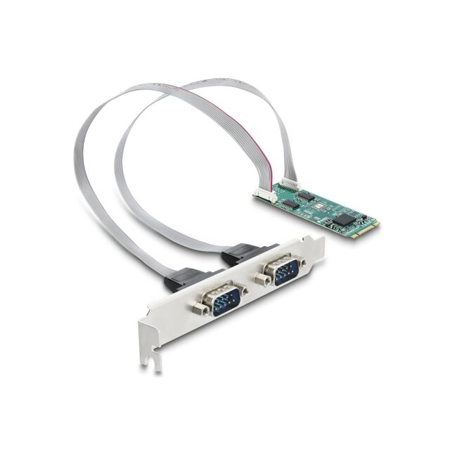 Delock M.2 Card to 2 x Serial RS-232 DB9 with Standard and Low Profile slot brackets