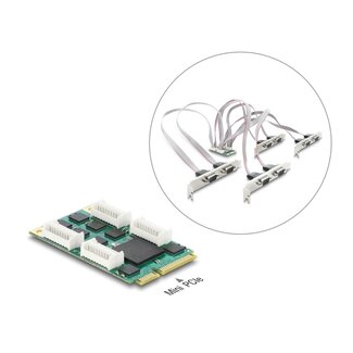 DeLOCK Delock Mini PCIe I/O full size Card to 8 x Serial RS-232 DB9 with Standard and Low Profile slot brackets