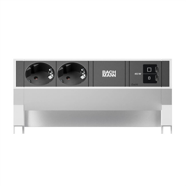 BACHMANN DESK2 2xCEE7/3 1xUSB C/C 45W, L=0,2m RAL9010
