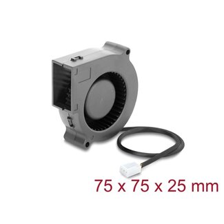 DeLOCK Delock Radial Fan / Blower Fan 12 V DC 75 x 75 x 25 mm with 3 pin fan connector, black