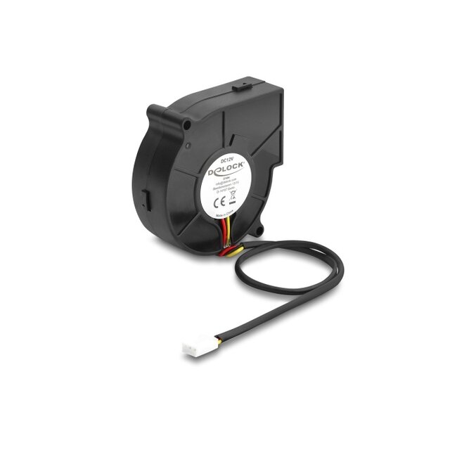 Delock Radial Fan / Blower Fan 12 V DC 75 x 75 x 25 mm with 3 pin fan connector, black