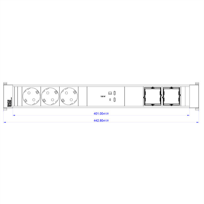 BACHMANN CONFERENCEF XL 3xCEE7/3, 2xCM 1xUSB C/C 100W
