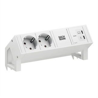 Bachmann BACHMANN DESK2 PURE WHITE 2xCEE7/3, 1xUSB C/C 65W L=0,2m RAL9010