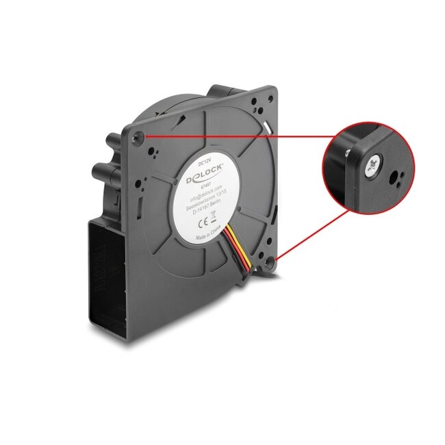 Delock Radiallüfter / Lüftergebläse 12 V DC 120 x 120 x 33 mm mit 3-Pin Lüfteranschluss, schwarz