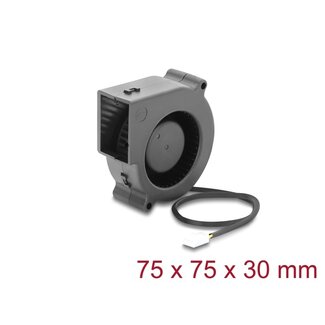 DeLOCK Delock Radial Fan / Blower Fan 12 V DC 75 x 75 x 30 mm with 3 pin fan connector, black