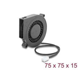 DeLOCK Delock Radial Fan / Blower Fan 12 V DC 75 x 75 x 15 mm with 3 pin fan connector, black