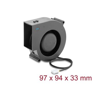 DeLOCK Delock Radial Fan / Blower Fan 12 V DC 97 x 94 x 33 mm with 3 pin fan connector, black