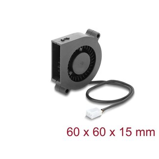 DeLOCK Delock Radial Fan / Blower Fan 12 V DC 60 x 60 x 15 mm with 3 pin fan connector, black