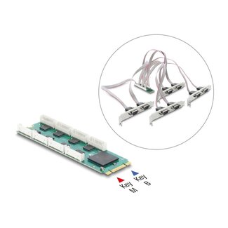 DeLOCK Delock M.2 Card to 8 x Serial RS-232 DB9 with Standard and Low Profile slot brackets
