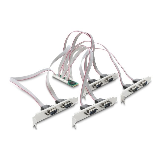 Delock M.2 Card to 8 x Serial RS-232 DB9 with Standard and Low Profile slot brackets