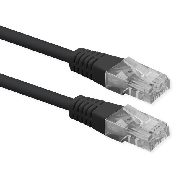 ROLINE Patchkabel Cat.6 (Class E), UTP, PoE, schwarz, 0,5 m