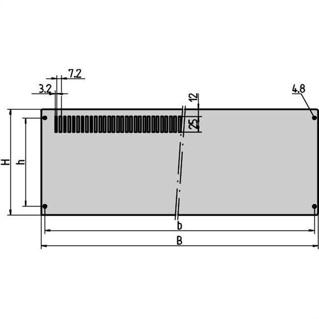 SCHROFF CompacPRO voorpaneel, 3 HE, 63 HP, 2 mm, Al, geanodiseerd, onbehandelde randen