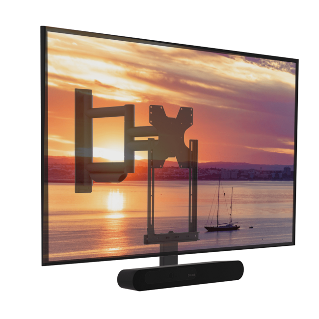 Premium draaibare muurbeugel met Sonos Ray Soundbar frame