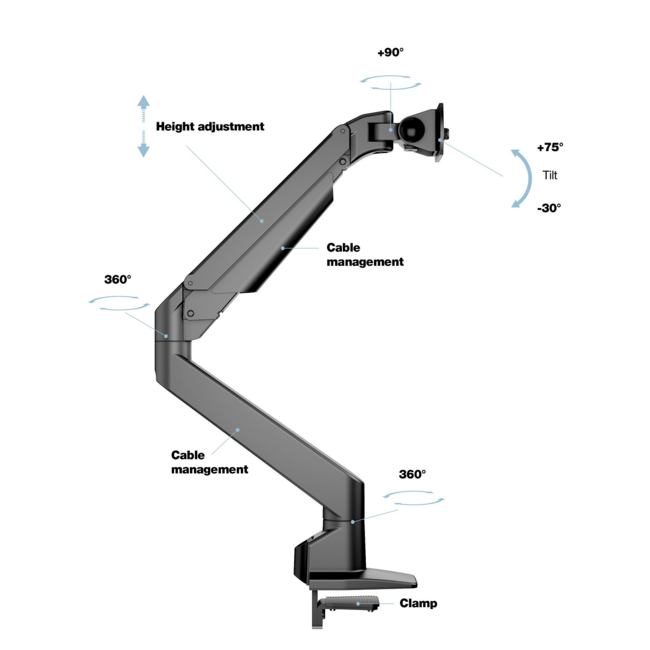 M Gas Lift Arm Samsung G7 Single Black
